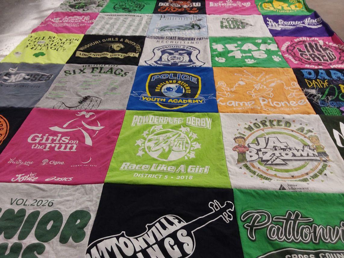 T-shirt quilt from linenwood university, pattonville school district by Leanne from MO
