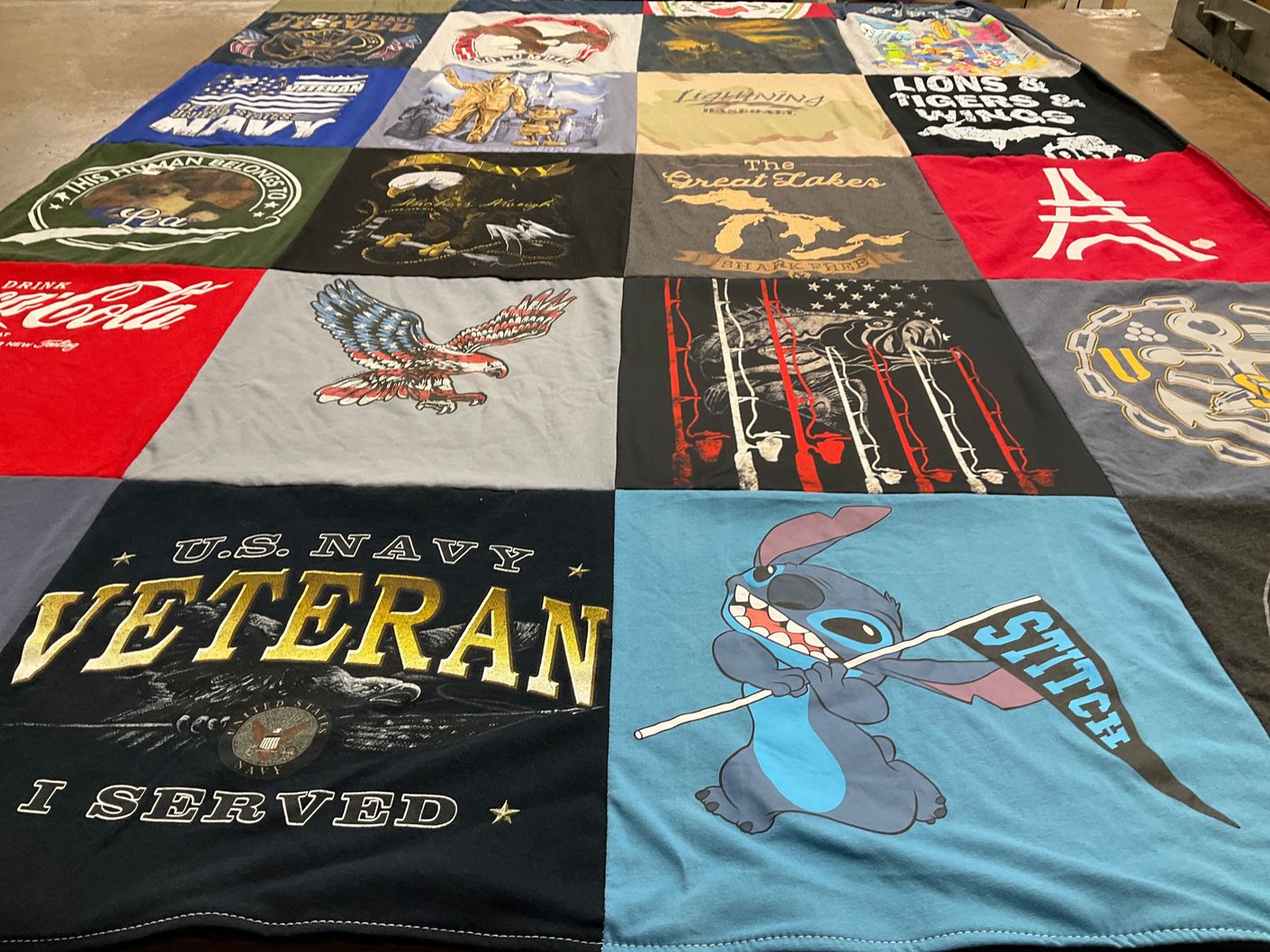 T-shirt quilt with veterans, disney themes by Shawn from FL