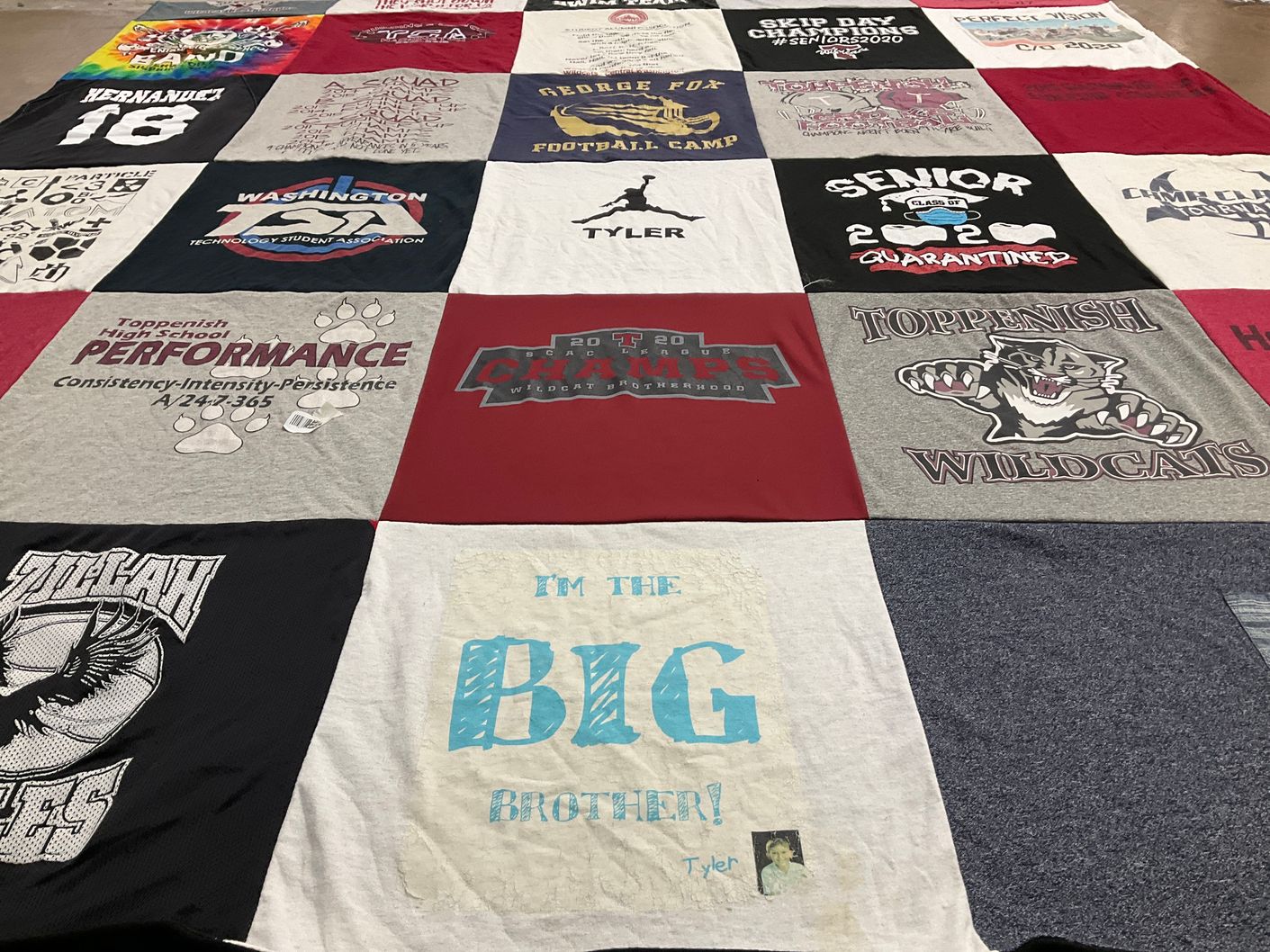 T-shirt quilt featuring toppenish wildcats by Theresa from WA