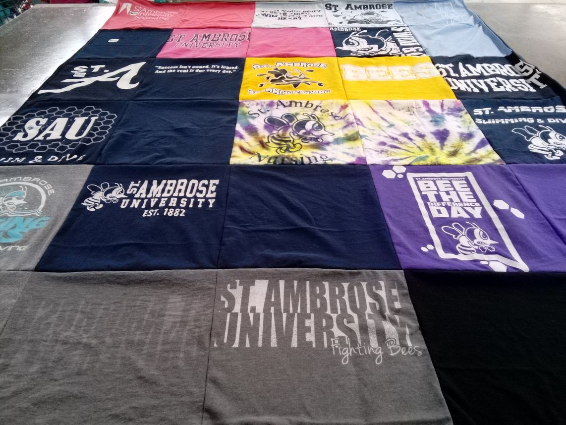 T-shirt quilt featuring fighting bees by Mallory from IA