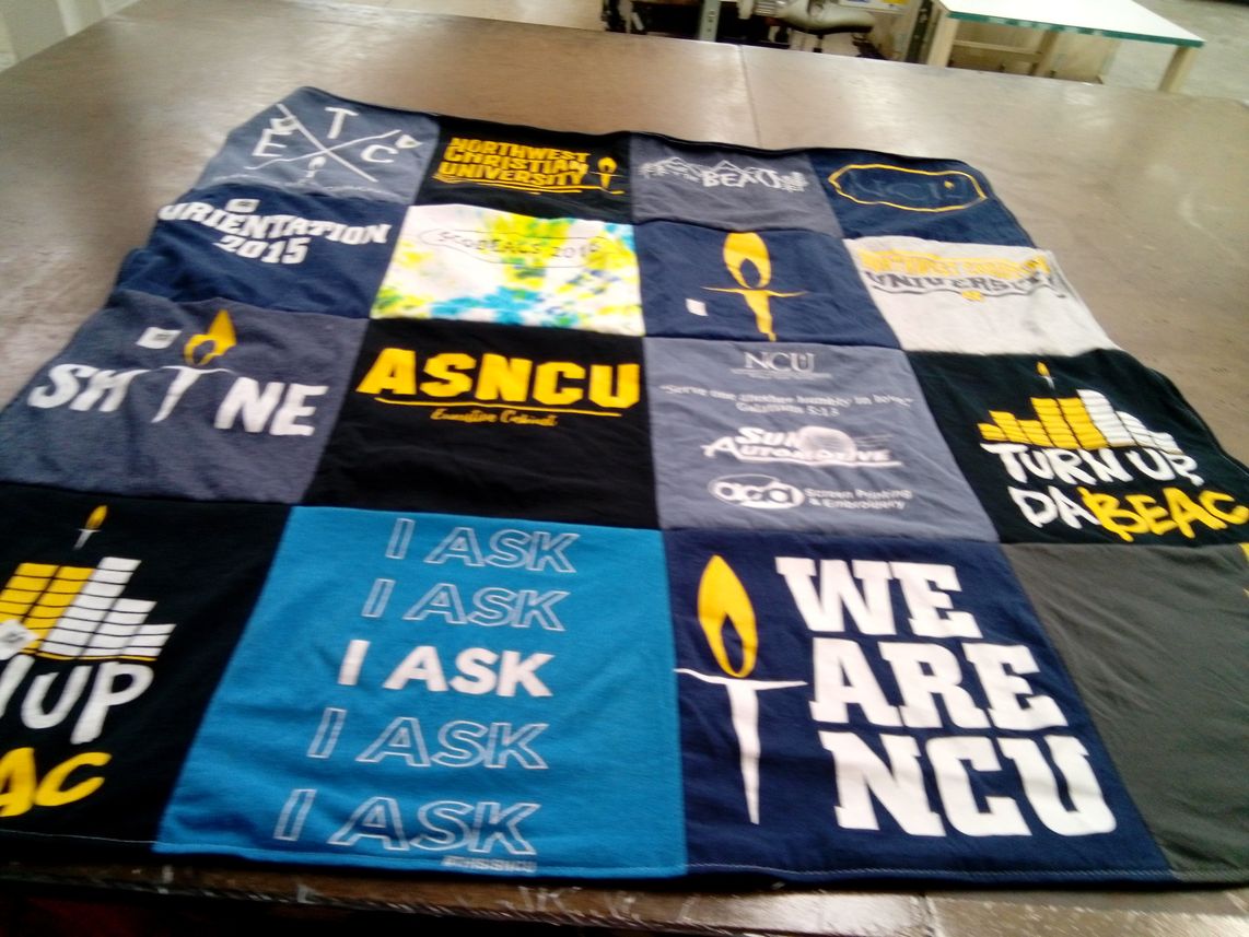 T-shirt quilt from northwest christian university, ncu by Colleen from CO