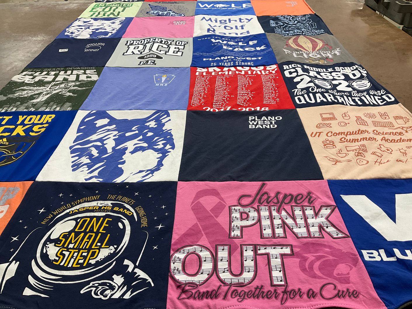 T-shirt quilt from rice middle school by Rashmiz from TX