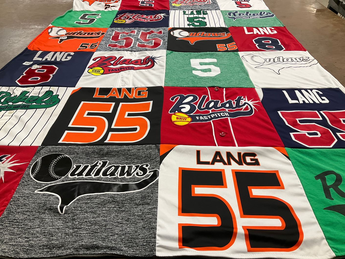 T-shirt quilt featuring outlaws by Emily from IL