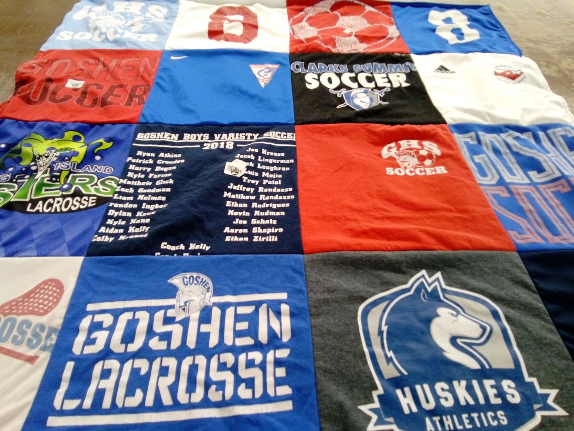 T-shirt quilt featuring goshen boys varsity soccer by Kristin from NY