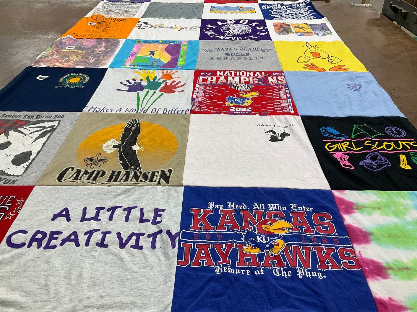 T-shirt quilt featuring the university of kansas jayhawks by Lisa from NM