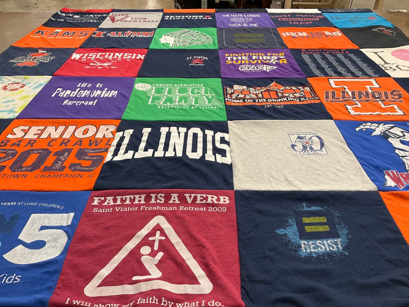 T-shirt quilt from university of illinois, university of wisconsin by Jeremy from IL