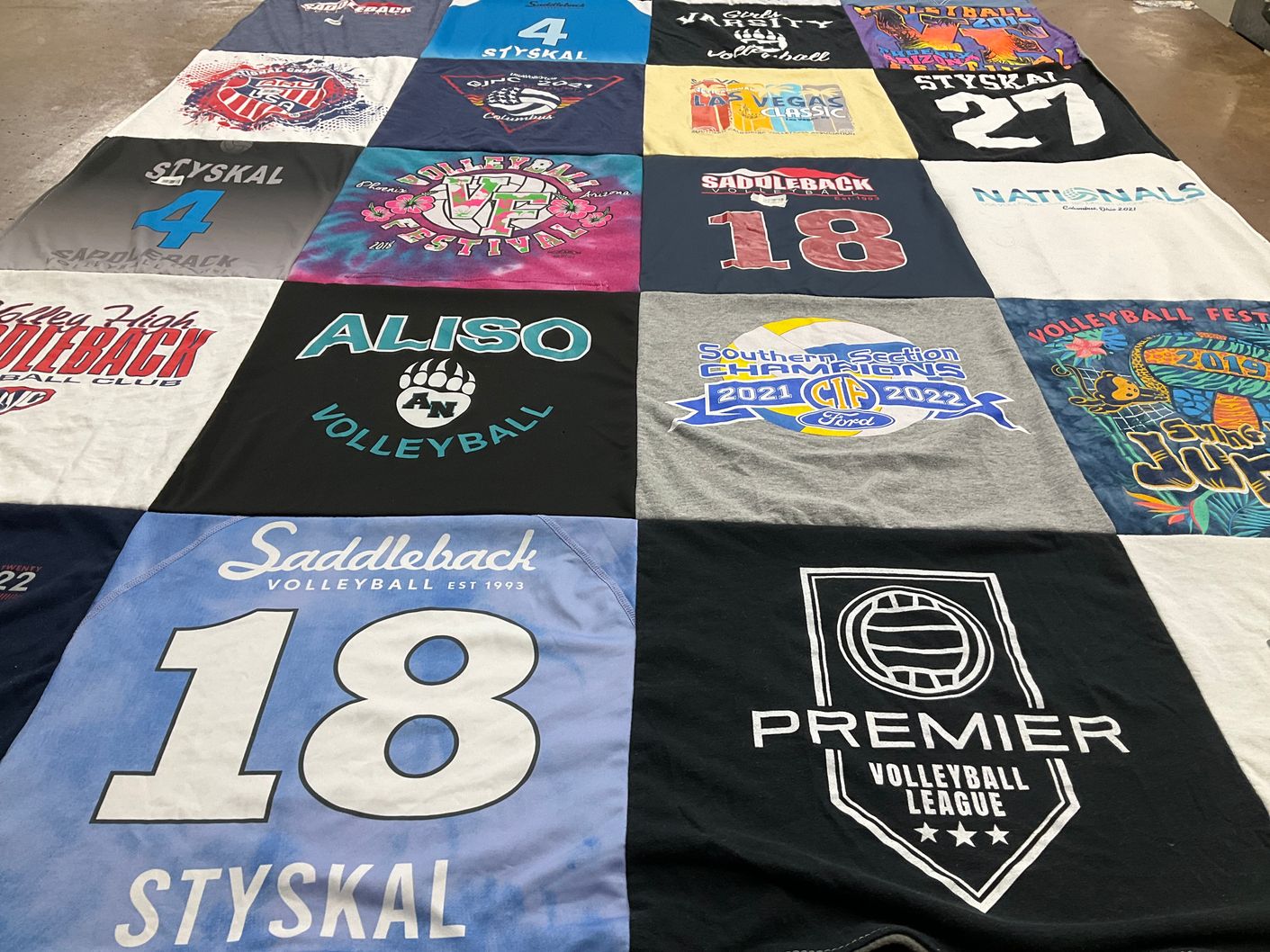 T-shirt quilt featuring saddleback volleyball, styskal volleyball by sydney from CA