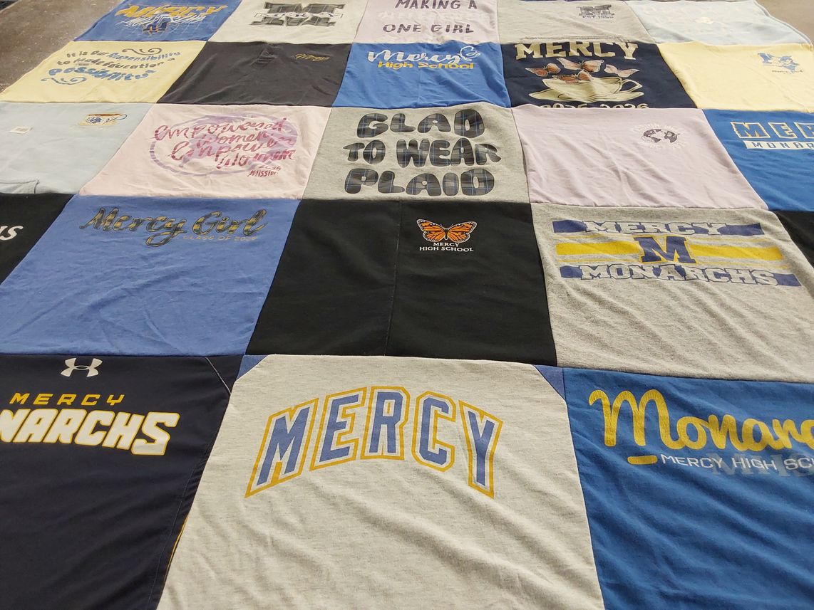 T-shirt quilt featuring mercy monarchs by Mendi from NE