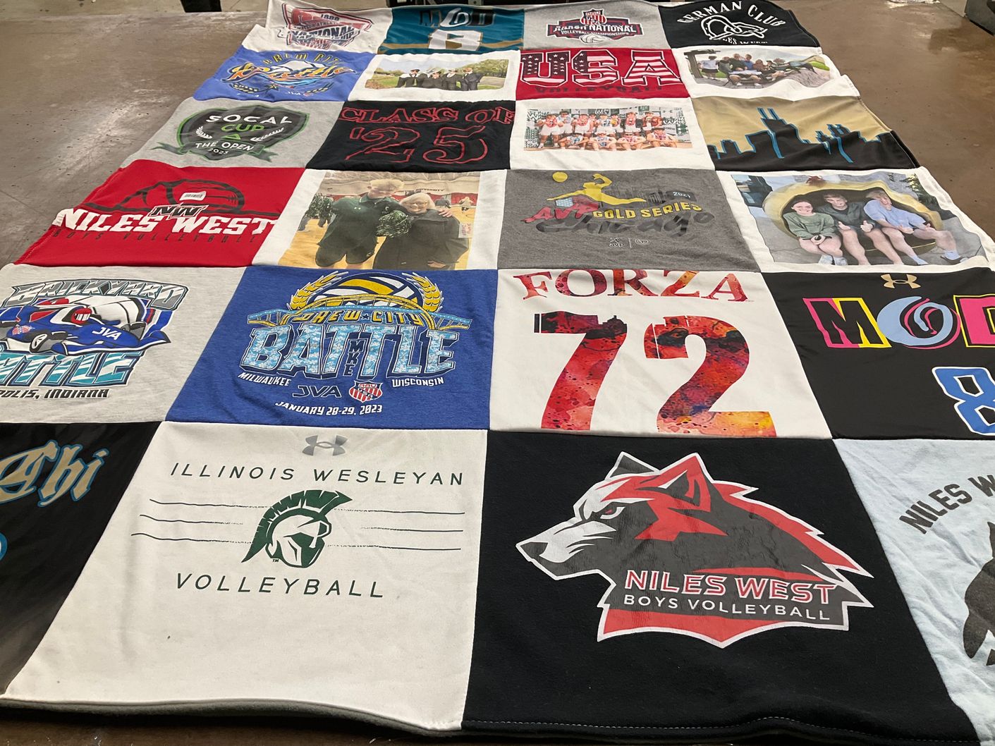 T-shirt quilt featuring niles west boys volleyball by Jamie from IL
