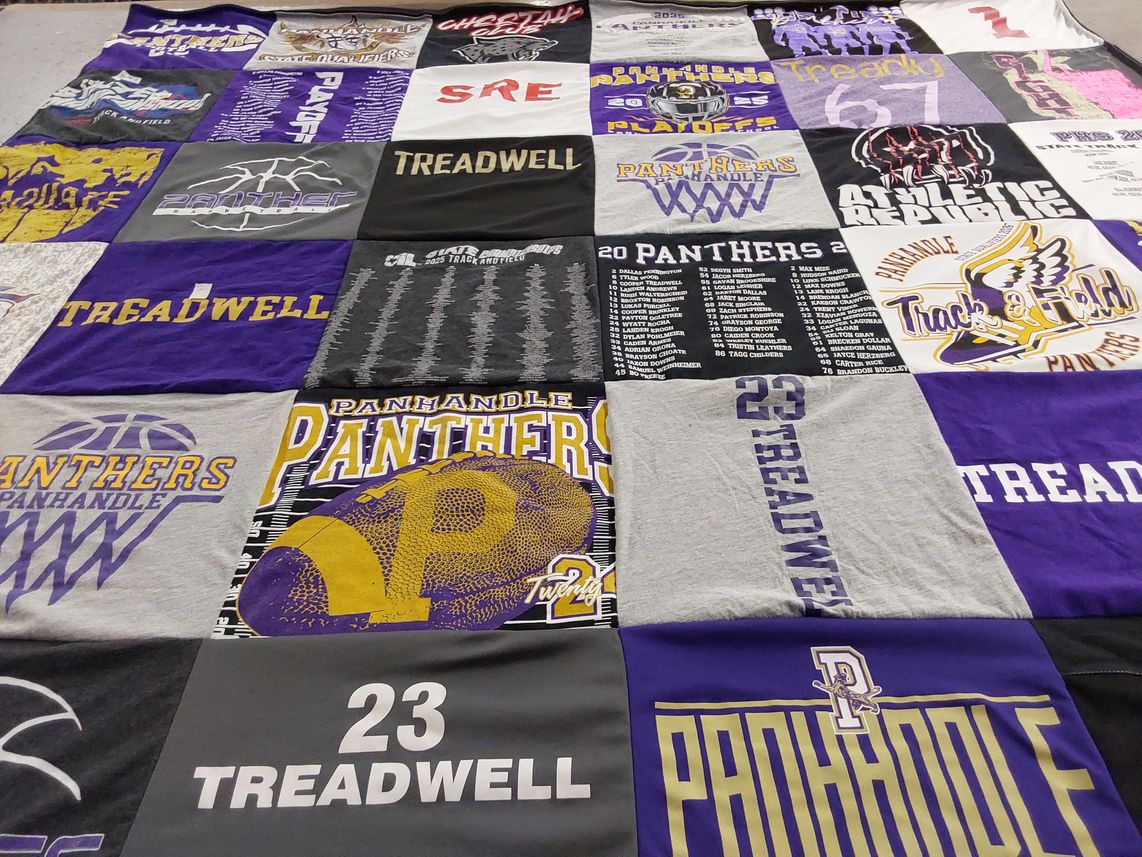 T-shirt quilt featuring panhandle panthers by David from TX