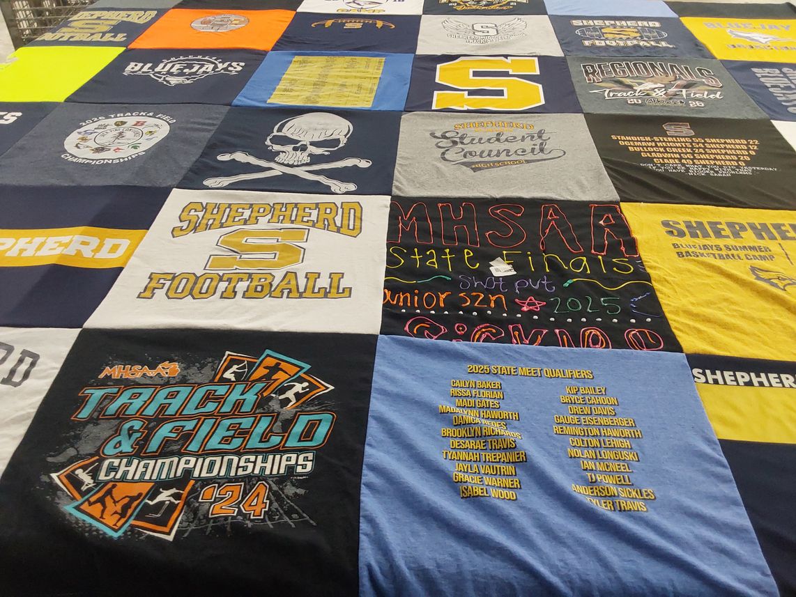 T-shirt quilt from shepherd high school by Julie from MI