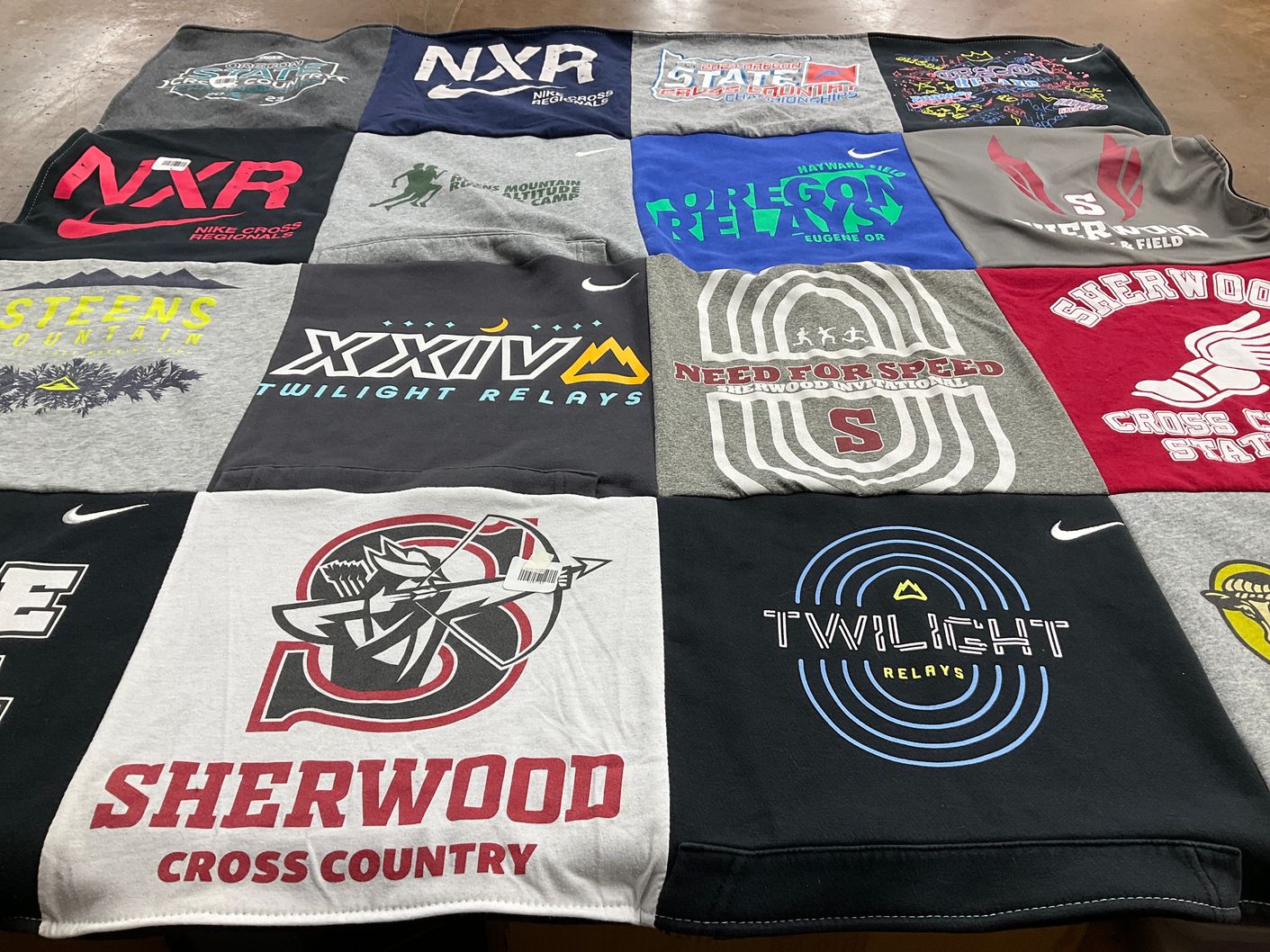 T-shirt quilt featuring sherwood high school cross country by Grace from OR