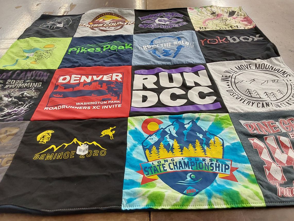 T-shirt quilt featuring denver roadrunners by Erin from CO