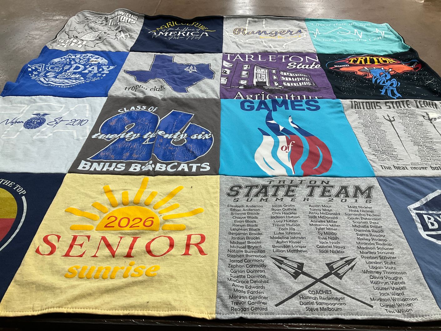 T-shirt quilt featuring triton state team by Andrea from TX