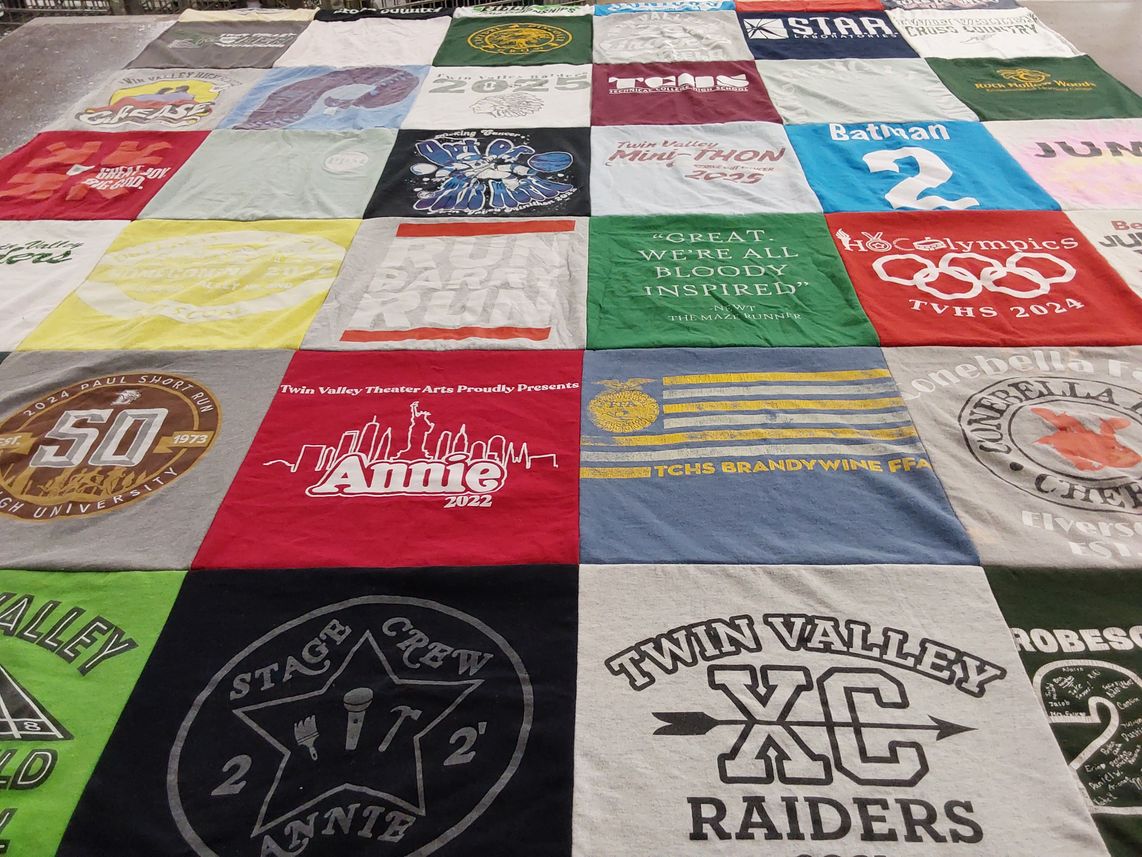 T-shirt quilt featuring twin valley xc raiders by Jennifer from PA