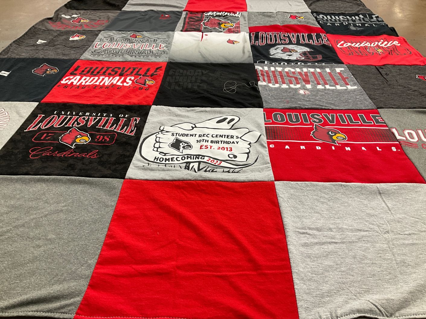 T-shirt quilt featuring louisville cardinals by Tracy from MO