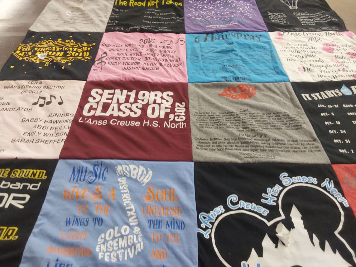 T-shirt quilt from l'anse creuse high school north by amy from MI