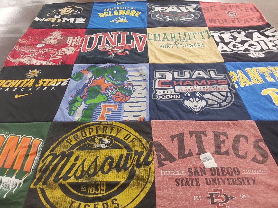 T-shirt quilt featuring florida gators, nc state wolfpack by Marc from MD