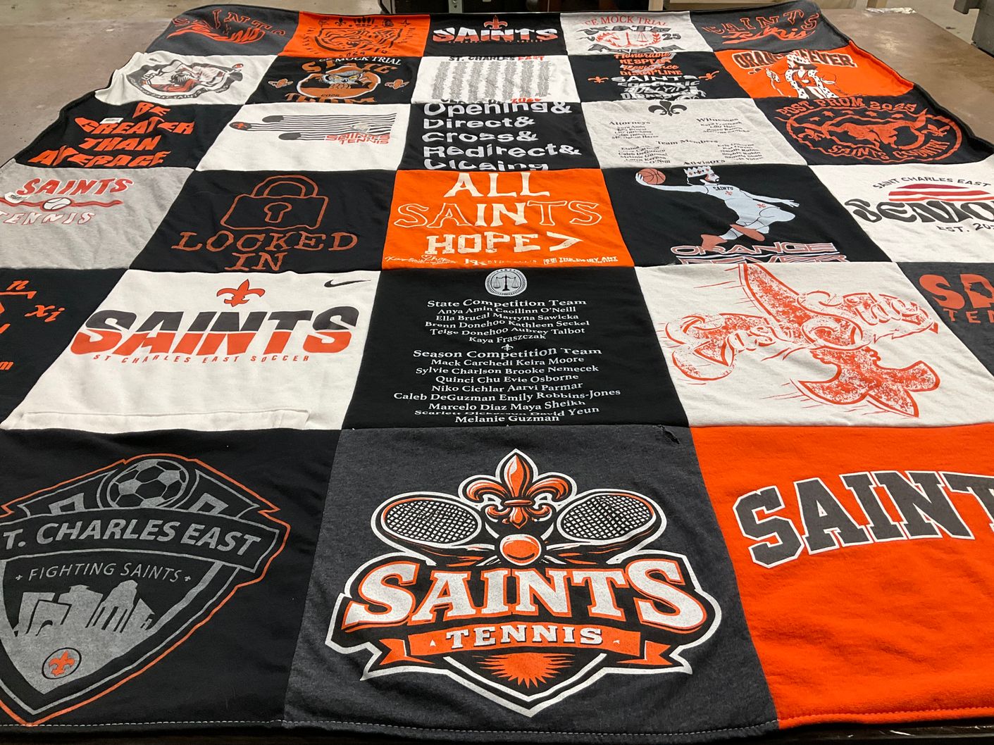 T-shirt quilt featuring st. charles east soccer, st. charles east tennis by Cindy from IL