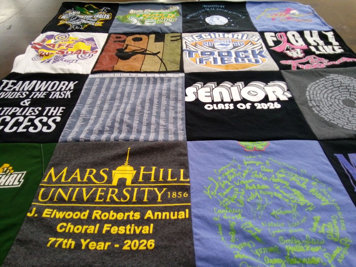 T-shirt quilt from mars hill university by Frances from NC