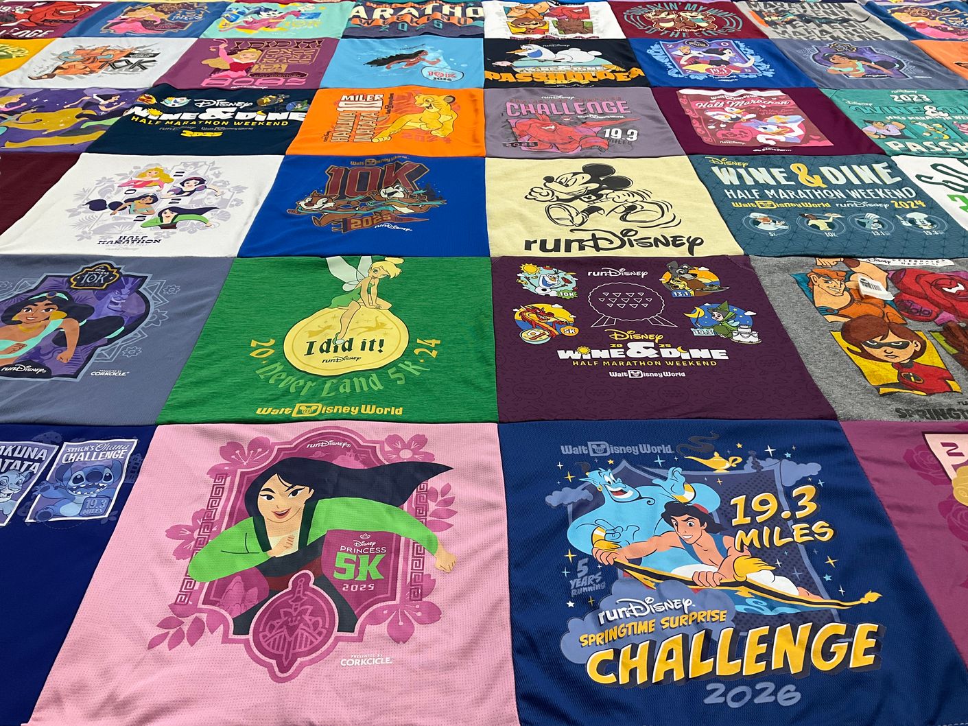T-shirt quilt with disney, running themes by Cindy from FL