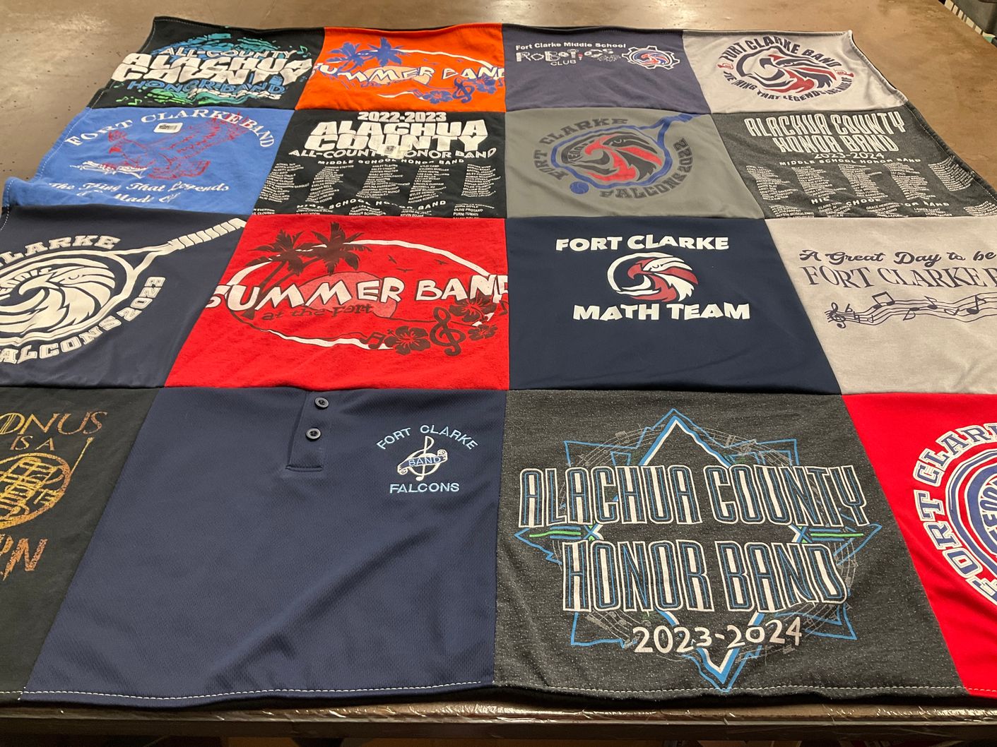 T-shirt quilt featuring fort clarke falcons by Stephanie from FL