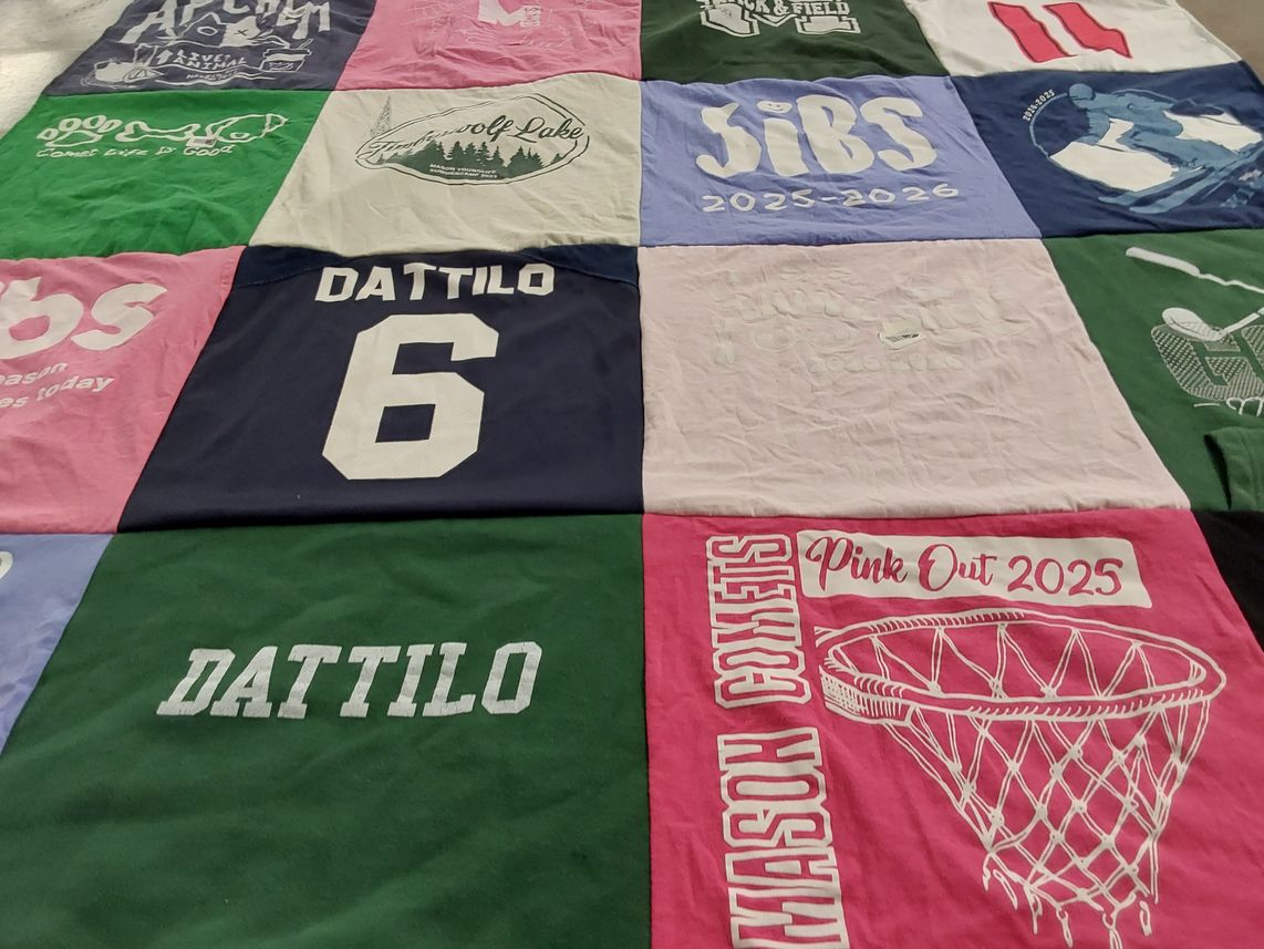 T-shirt quilt featuring mason comets by Holly from OH
