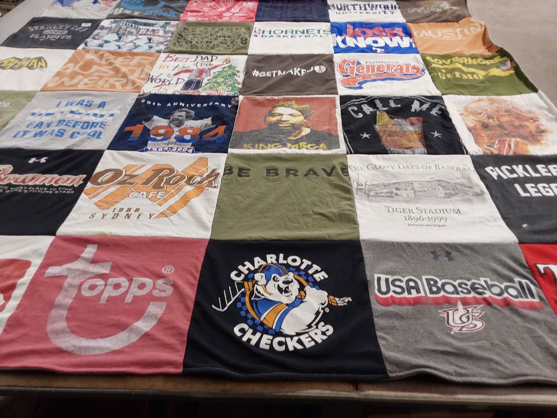 T-shirt quilt featuring charlotte checkers by Gregg from NC