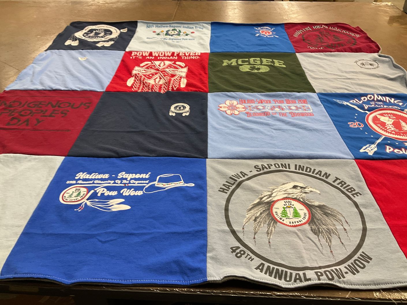 T-shirt quilt with native american culture, pow wow events themes by R. from MD