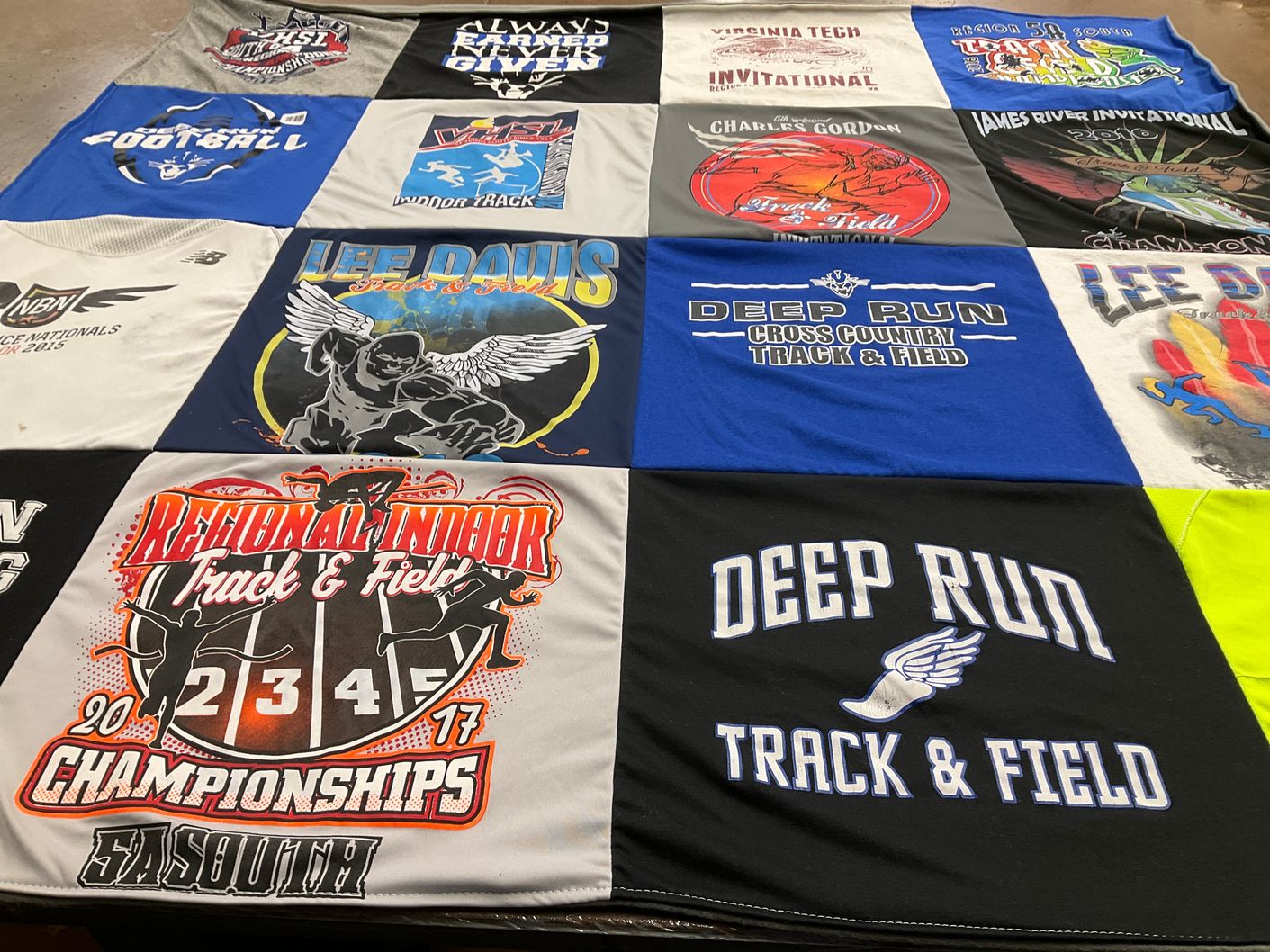 T-shirt quilt featuring deep run cross country track and field by Dondi from VA