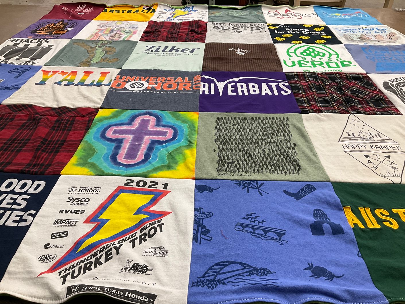 T-shirt quilt featuring austin riverbats by Linda from TX