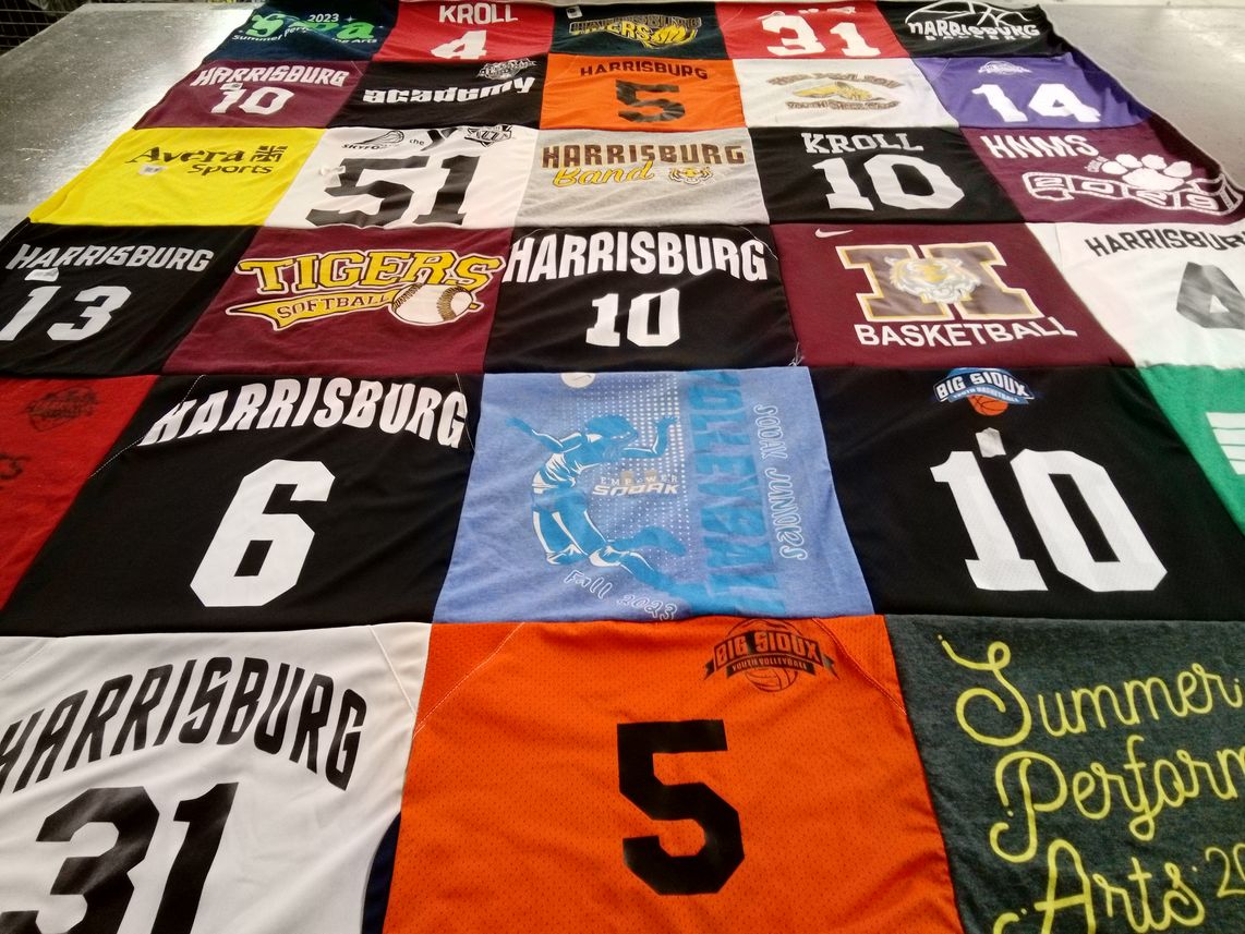 T-shirt quilt featuring harrisburg basketball, harrisburg softball by Mindy from SD