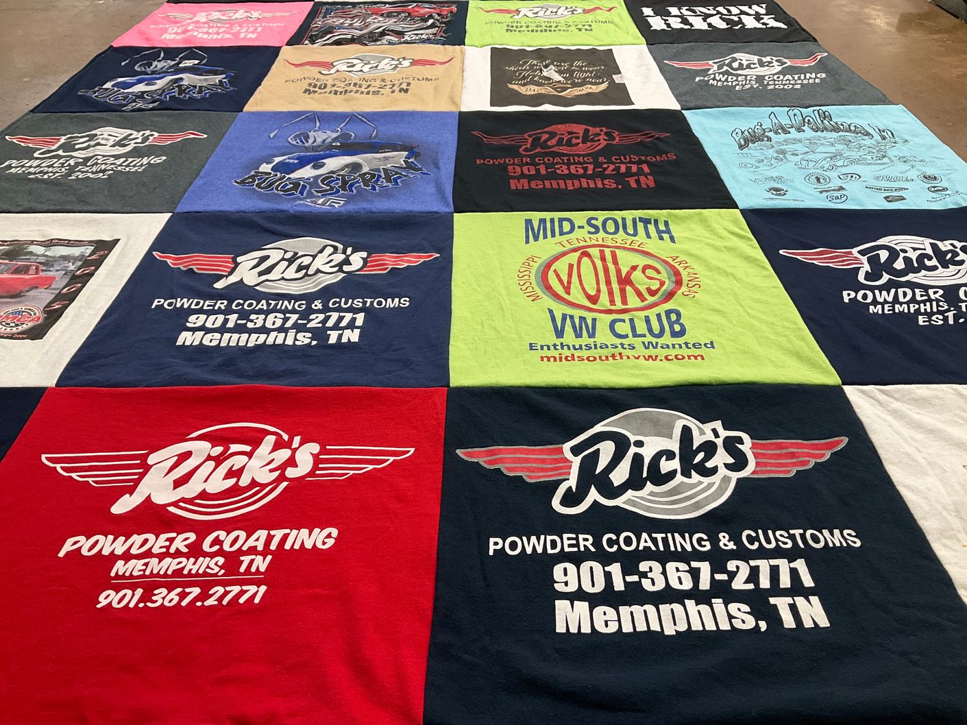 T-shirt quilt with automotive, customs themes by Sandy from MS
