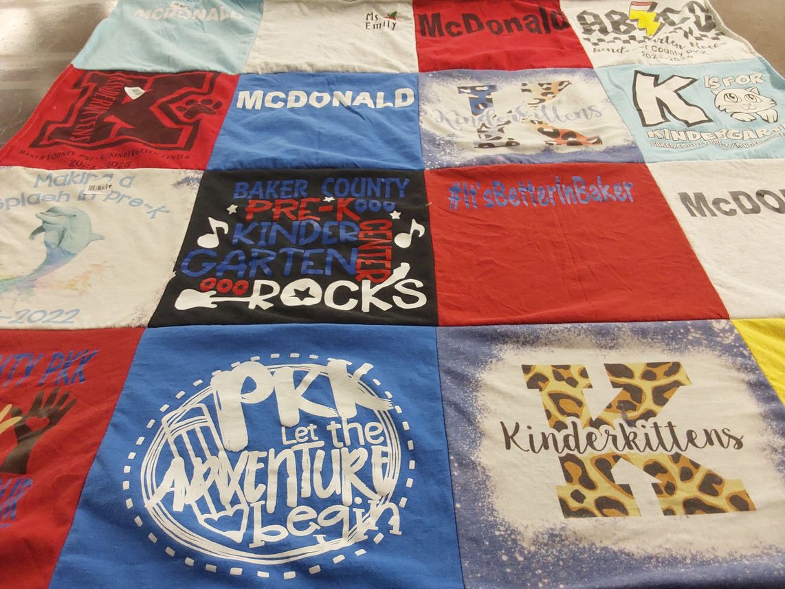 T-shirt quilt from baker county pre-k kindergarten center by Melissa from FL