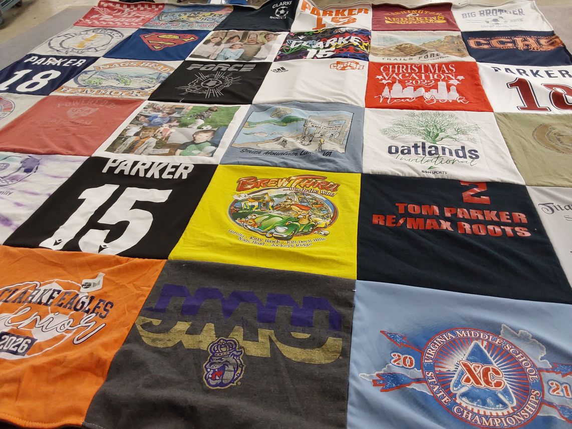 T-shirt quilt featuring virginia middle school team by Emily from VA