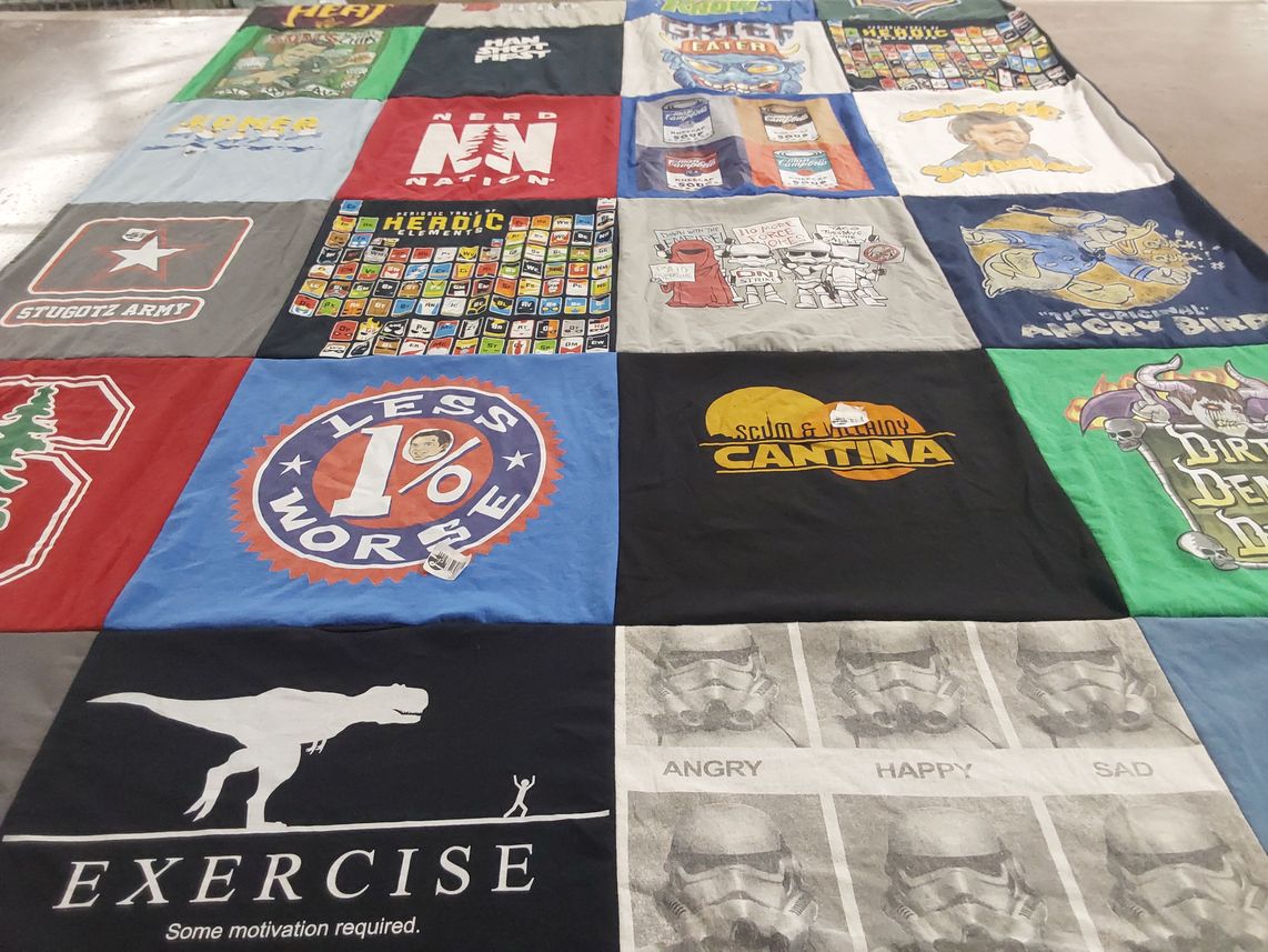 T-shirt quilt from stanford university by Carmen from CA
