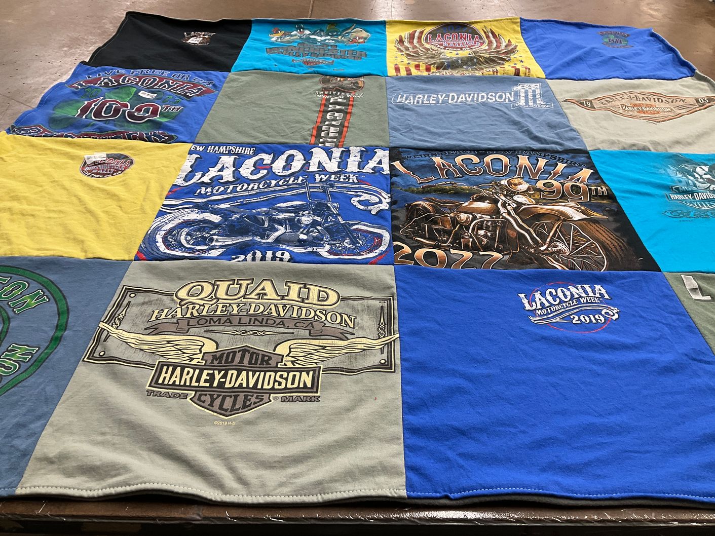 T-shirt quilt with motorcycles, events themes by Cheryle from NH