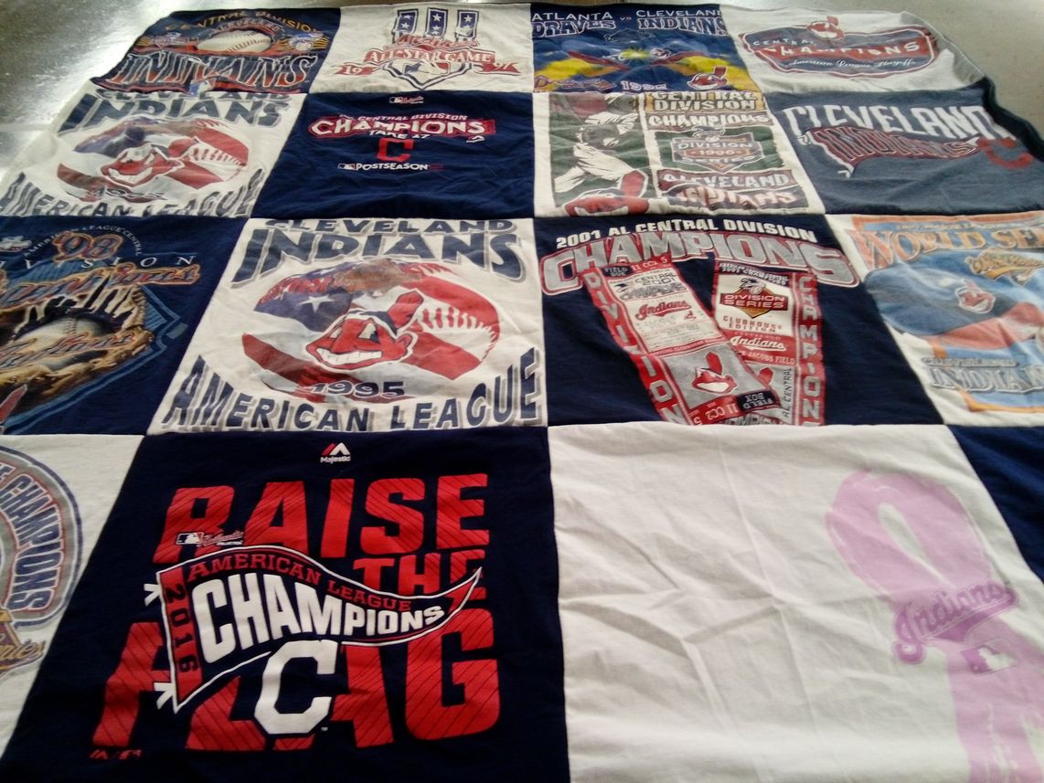 T-shirt quilt featuring cleveland indians by Susan from OH