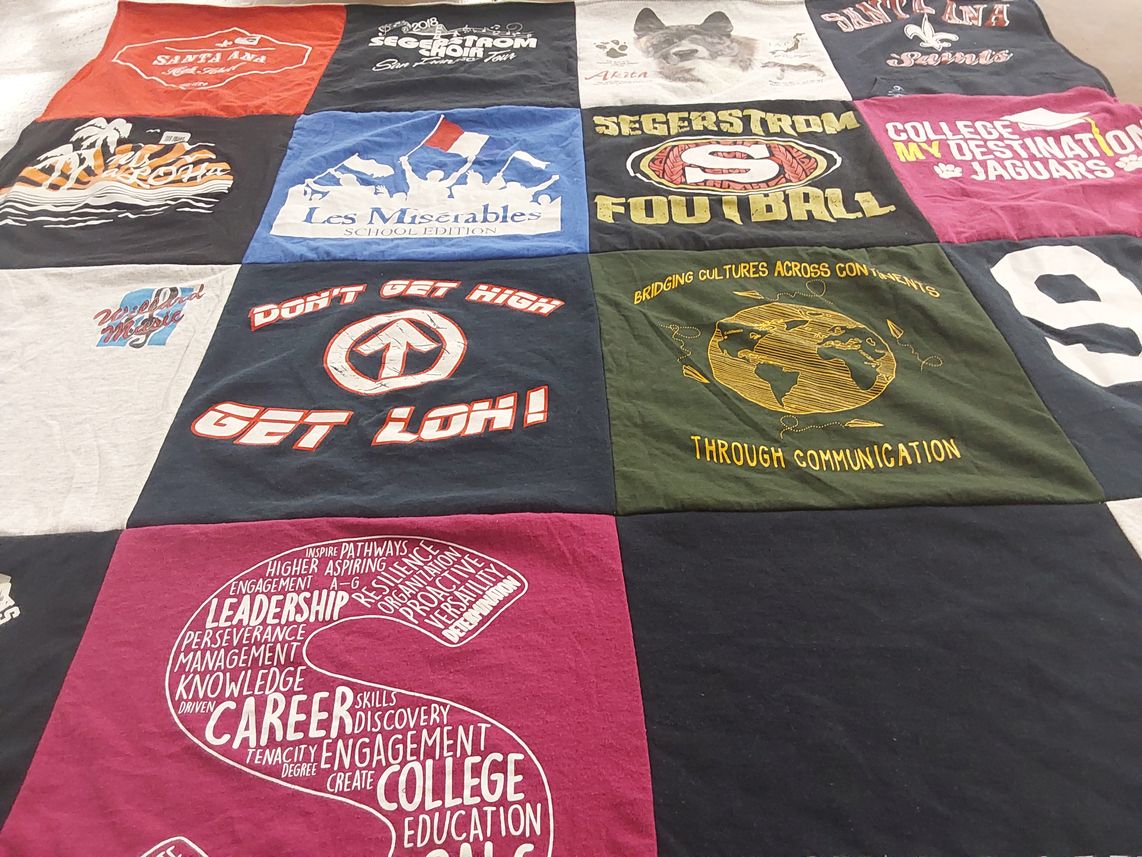 T-shirt quilt featuring segerstrom high school football by Marianne from TX