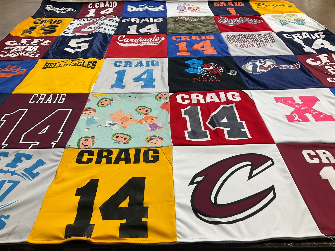 T-shirt quilt featuring crockett high school team by Jessica from TN