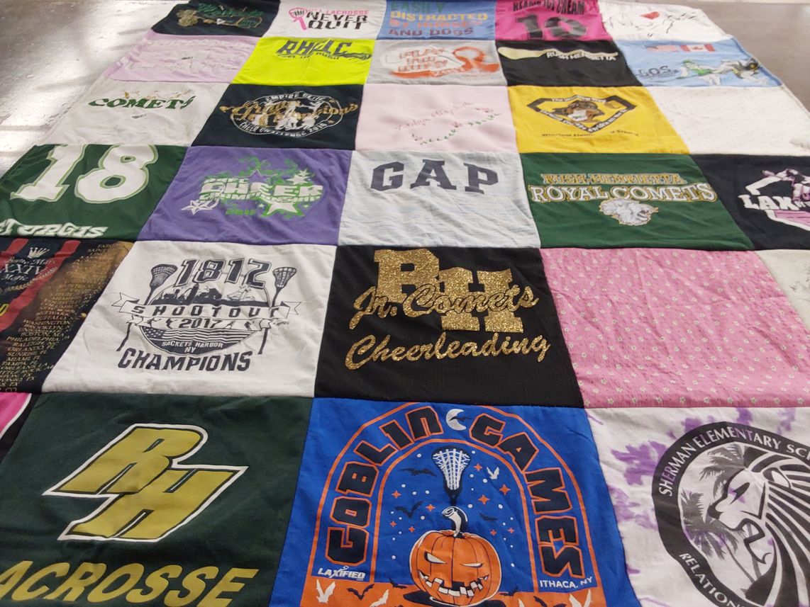 T-shirt quilt featuring royal comets by Tina from NY