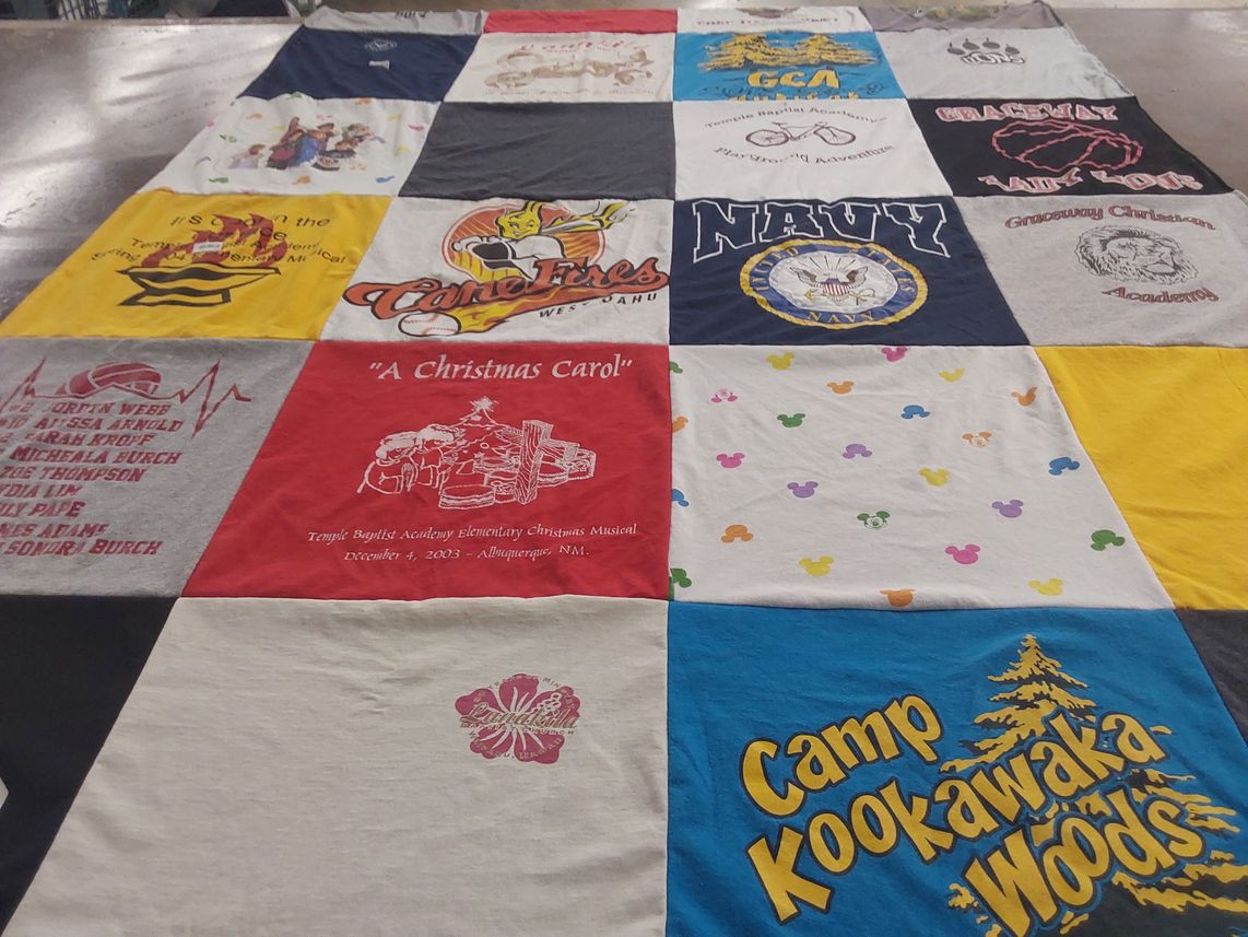 T-shirt quilt featuring navy by Betty from NM