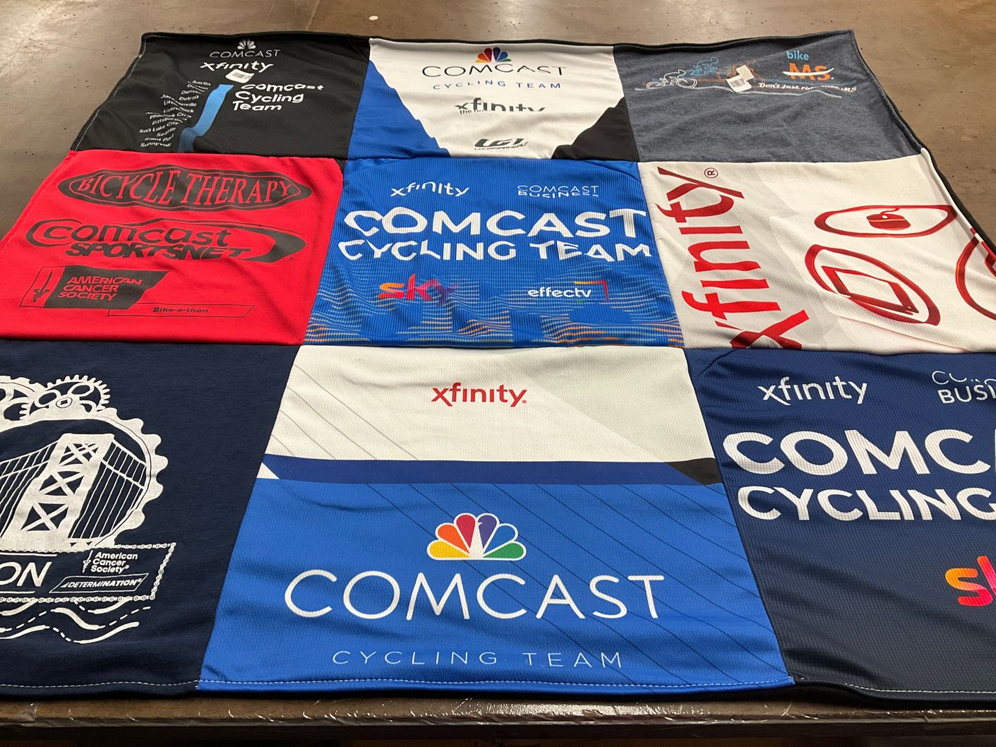 T-shirt quilt with cycling, bicycles themes by John from PA