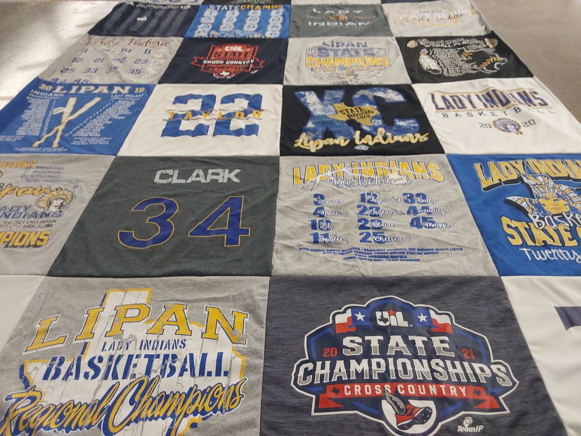 T-shirt quilt featuring lipan lady indians basketball by Amy from TX
