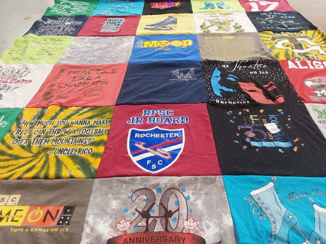 T-shirt quilt featuring rochester figure skating club by Kari from CA