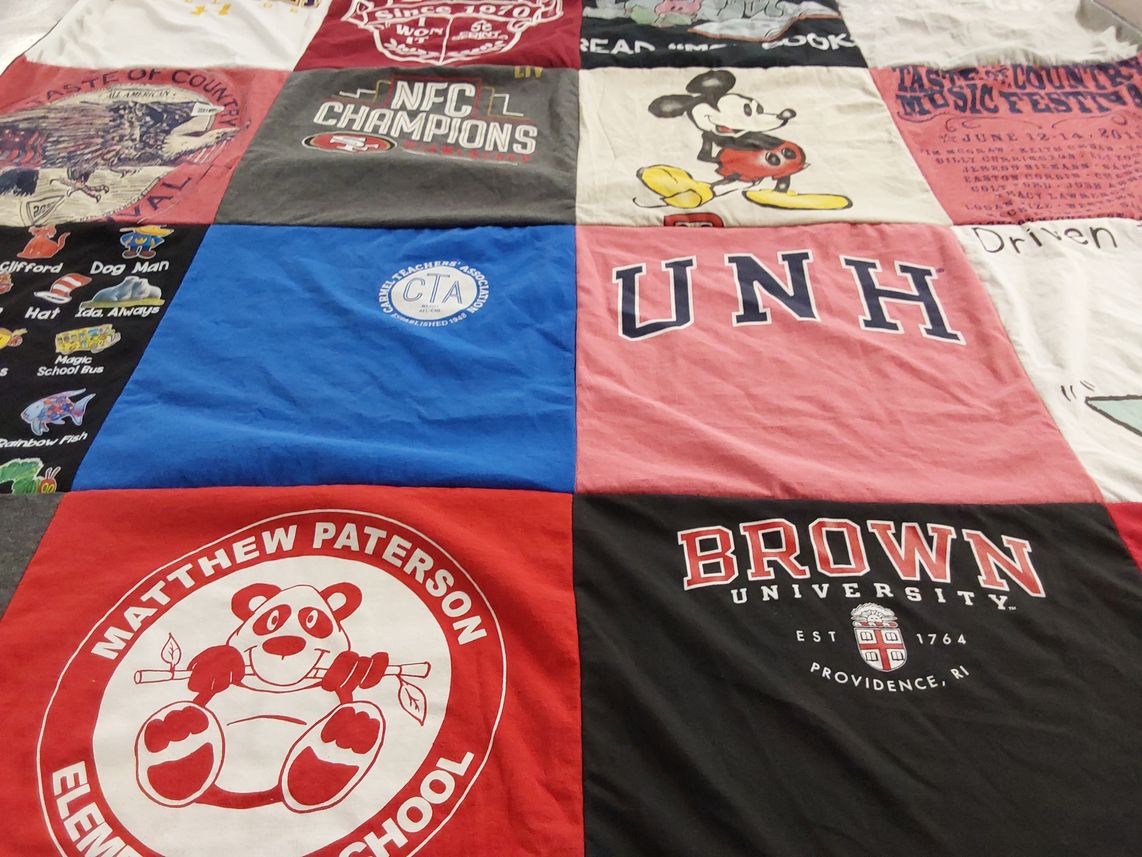 T-shirt quilt from university of new hampshire, brown university by Maura from NY