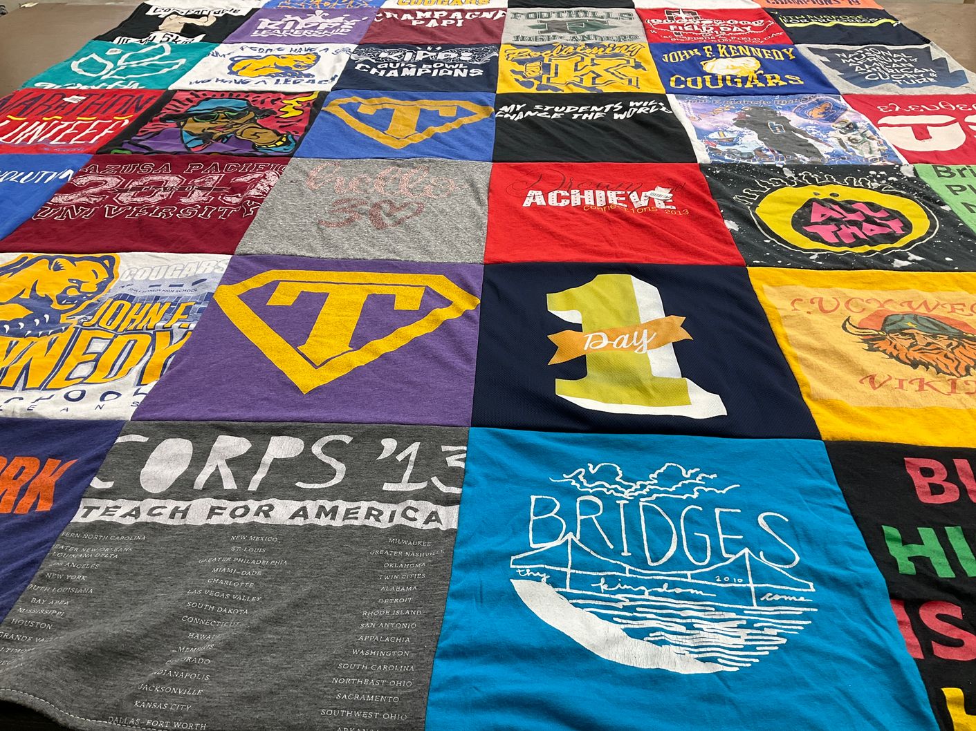 T-shirt quilt from john f. kennedy high school by Monique from LA