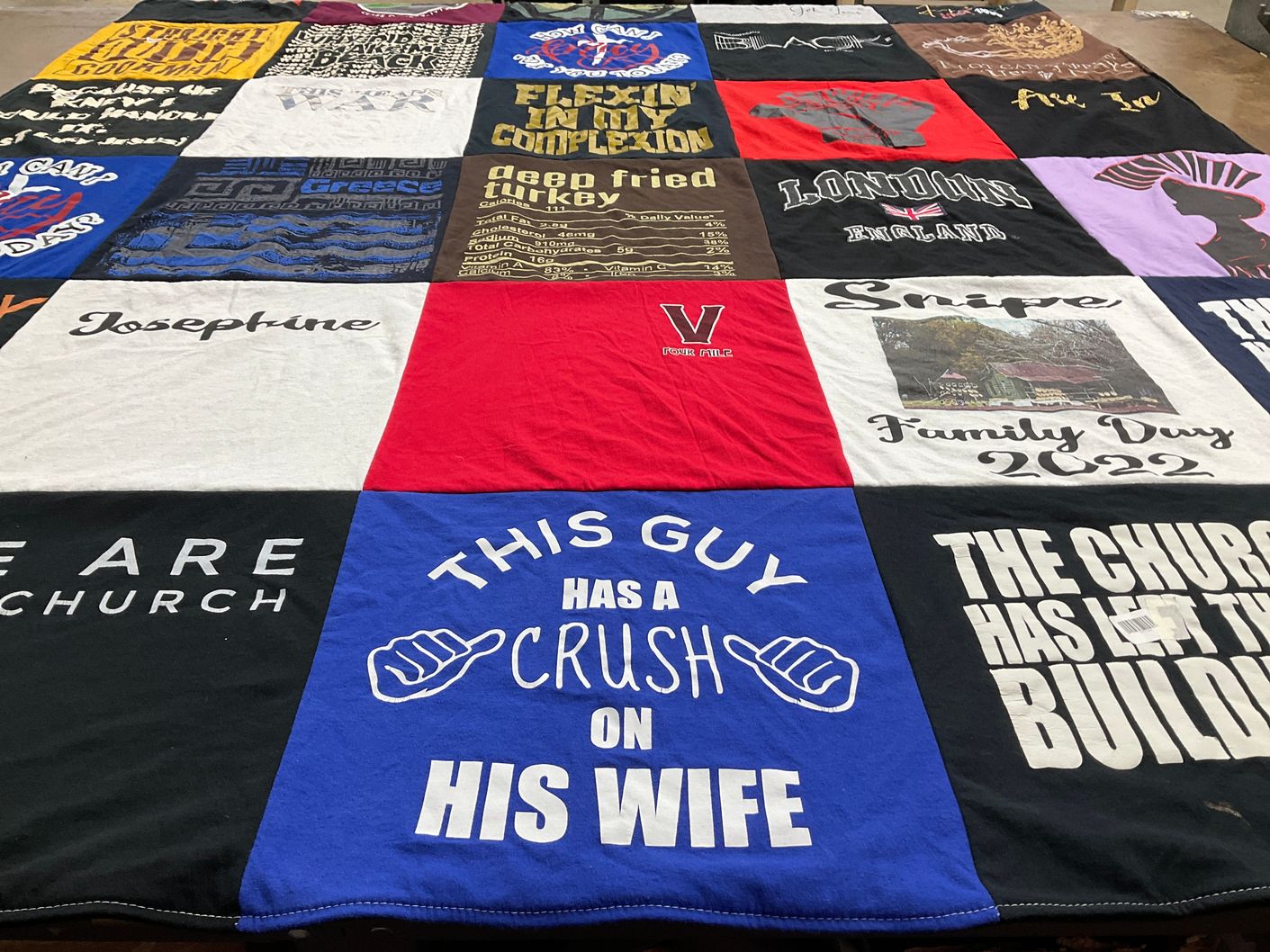 T-shirt quilt with religion, family themes by Eric from GA