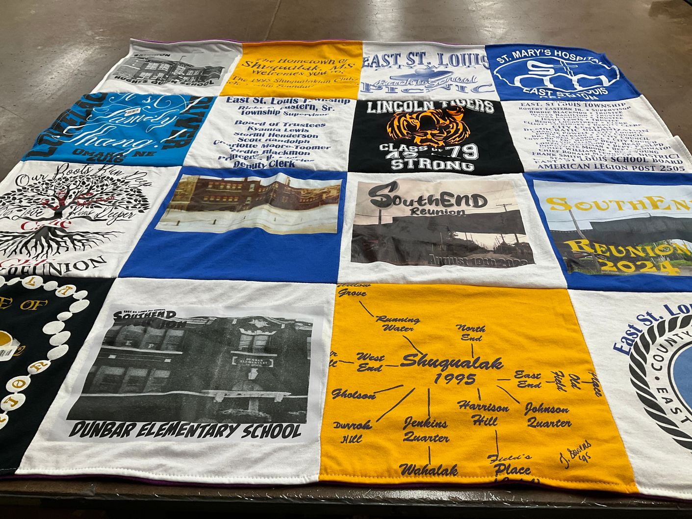 T-shirt quilt from dunbar elementary school, lincoln elementary school by Angie from TN