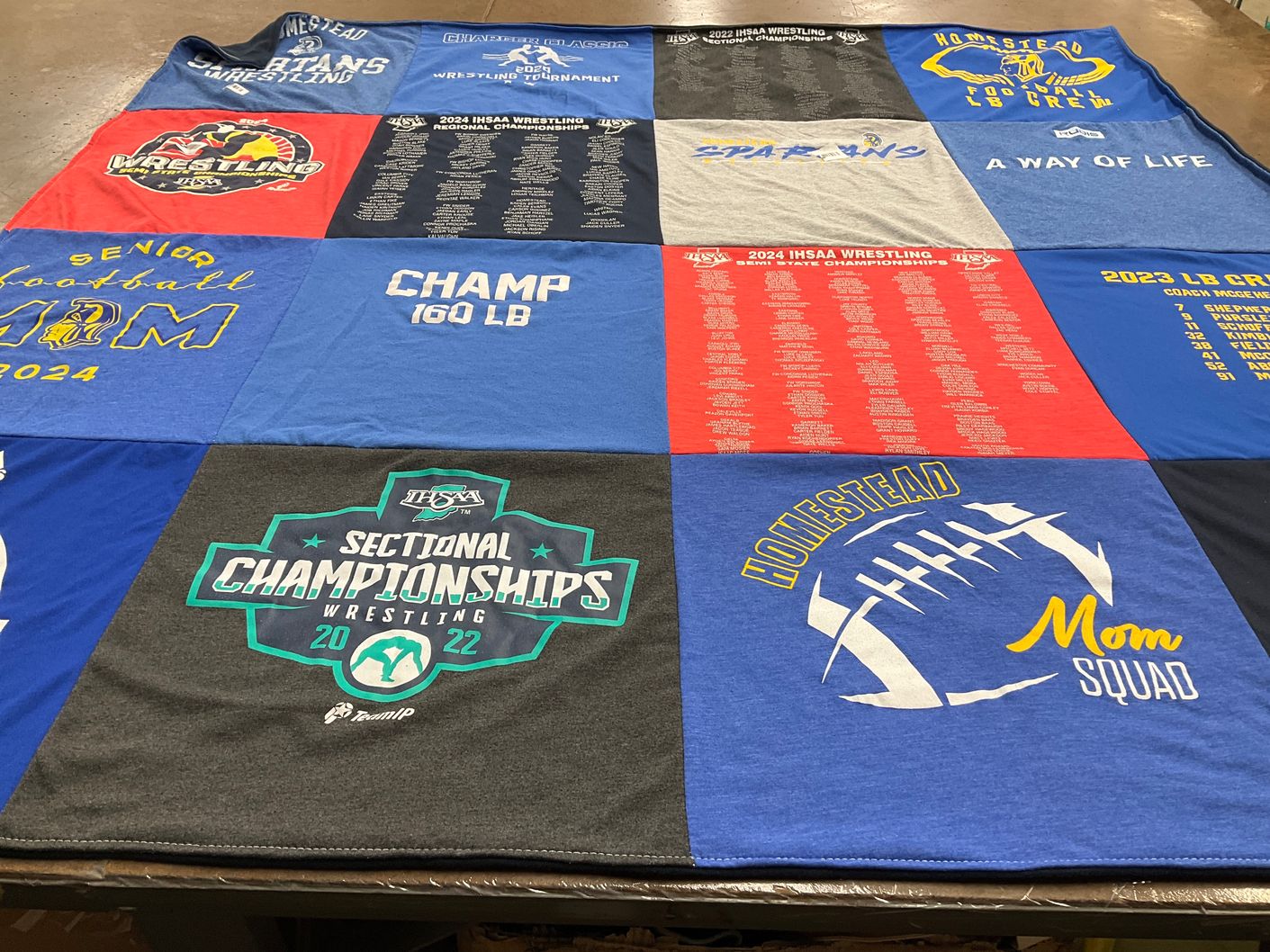T-shirt quilt featuring homestead high school wrestling, homestead high school football by sara from IN